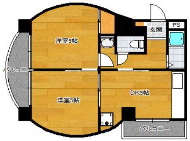 大橋ツインビル(2DK/4階)の間取り写真