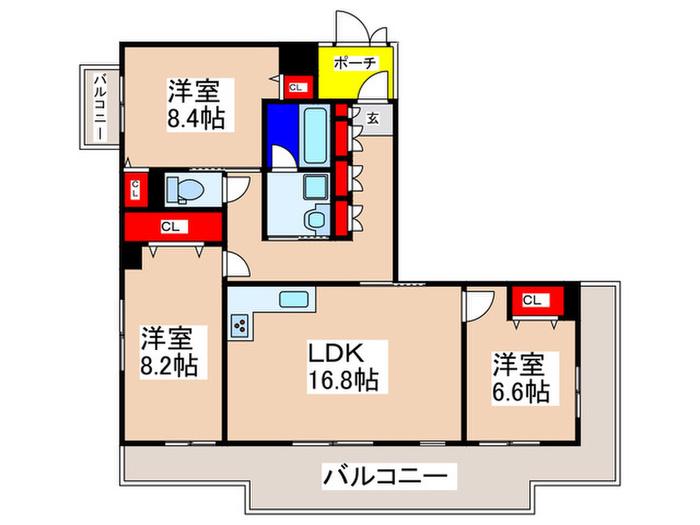 フォレスタ カササギ(3LDK/5階)の間取り写真