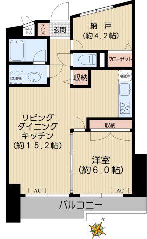 シャンボール小石川(1SLDK/4階)の間取り写真