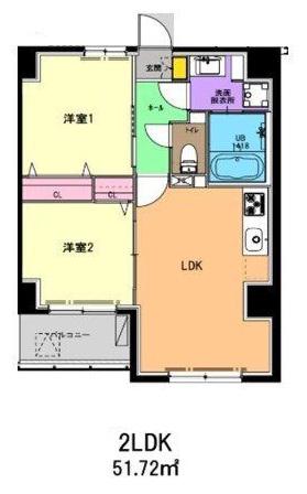 ルヴェール多摩川(2LDK/5階)の間取り写真