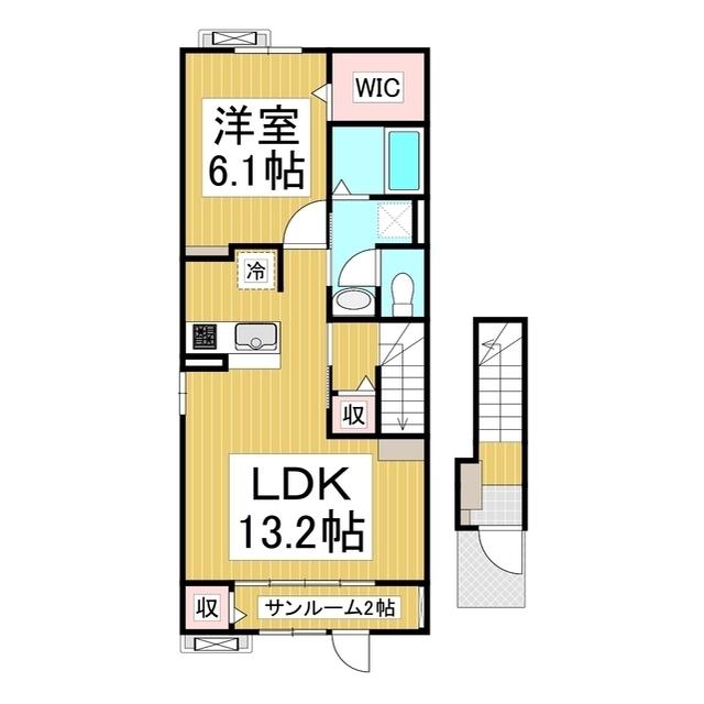 ブルージュK(1LDK/2階)の間取り写真