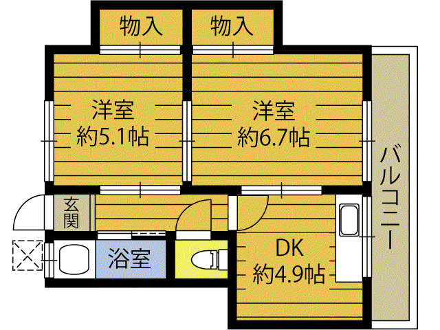 こびり荘(2K/2階)の間取り写真