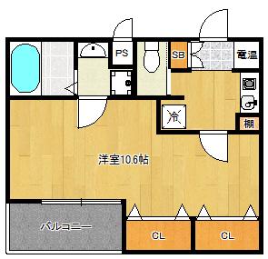 D.CREART鴻池新田WERK(1K/3階)の間取り写真