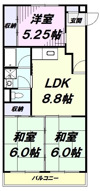 サンハイツ二上(3LDK/3階)の間取り写真