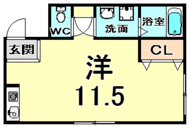七松ハイツ(ワンルーム/2階)の間取り写真