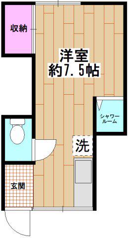 カトレア荘(1K/2階)の間取り写真