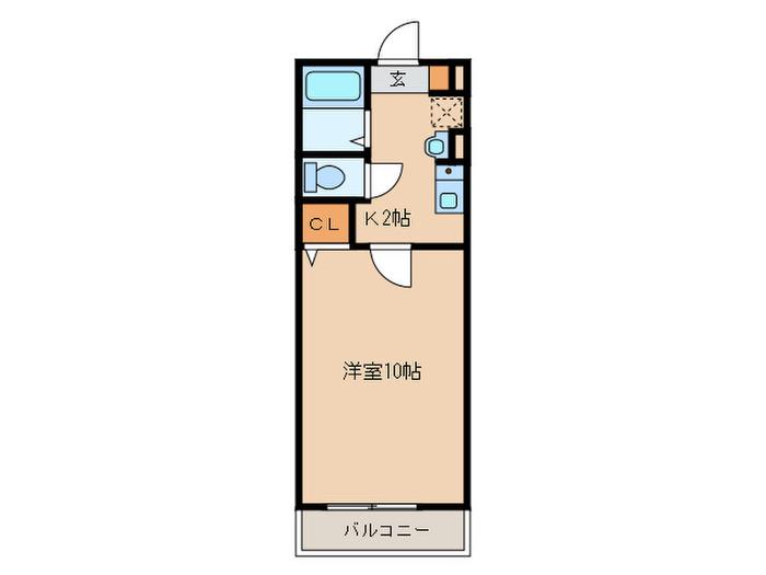ウインズ B棟(1K/1階)の間取り写真