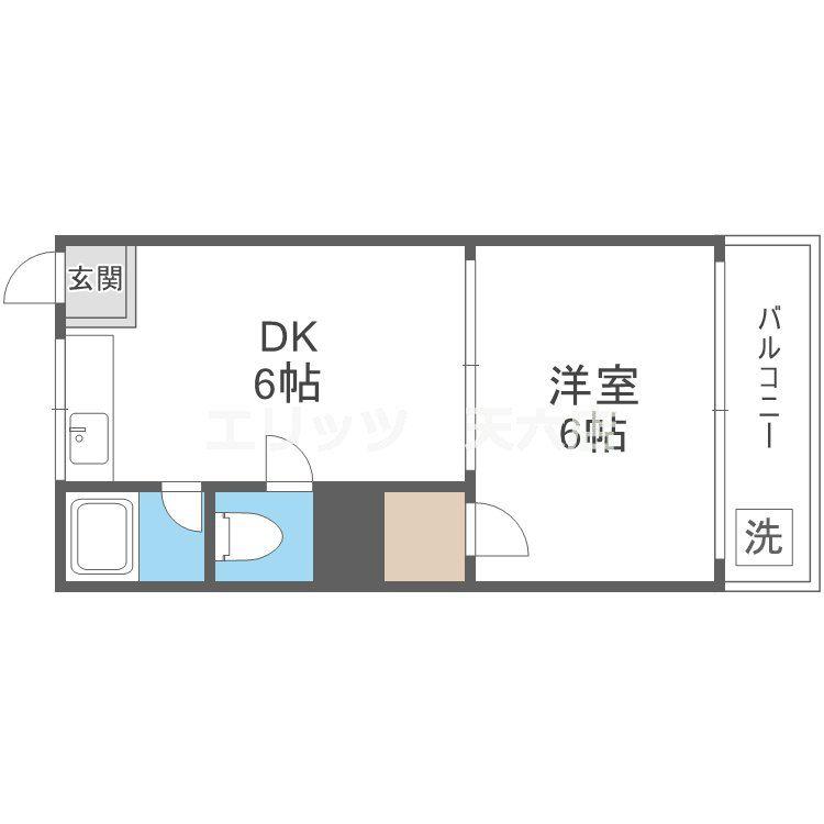 花ハイツ(1DK/2階)の間取り写真