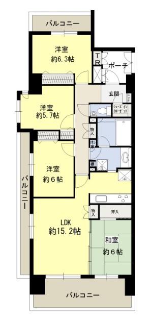 サンデュエル本庄(4LDK/11階)の間取り写真