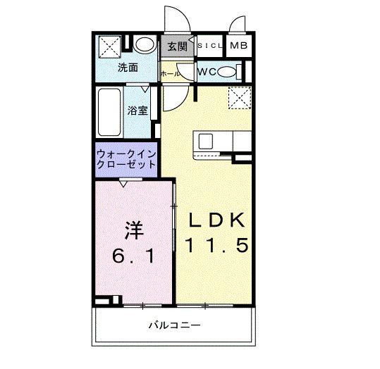 サンガーデンM(1LDK/3階)の間取り写真