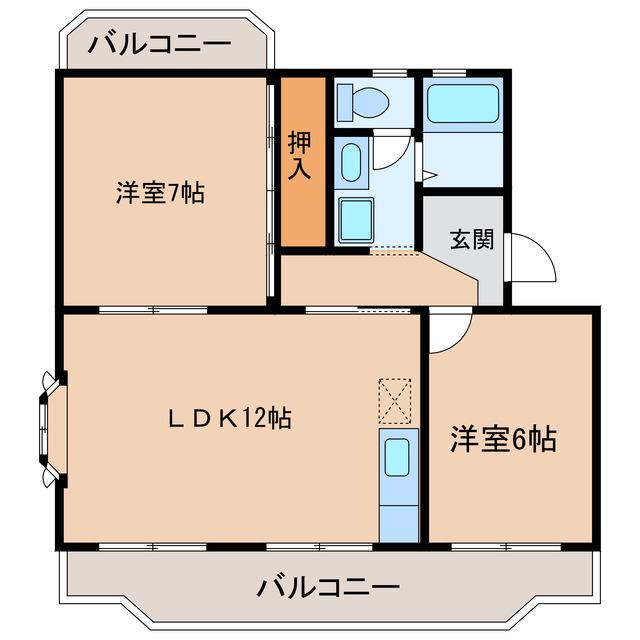 ソンレイル(2LDK/1階)の間取り写真
