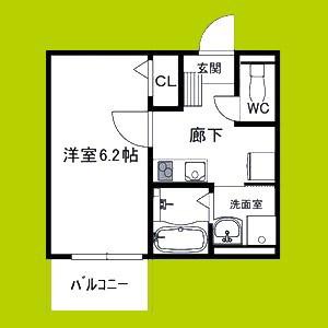 ヴェルメゾン三津屋中(1K/2階)の間取り写真