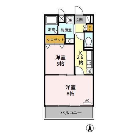 SKYPIA江向(2K/3階)の間取り写真