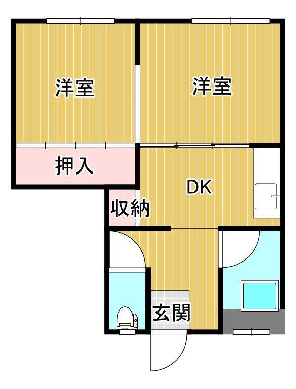 モンシャトレI(2DK/1階)の間取り写真