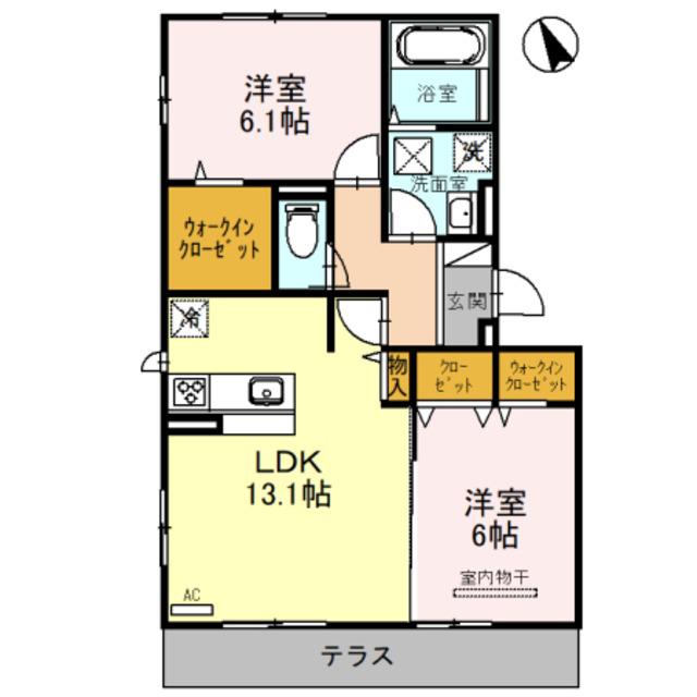 AGERATE A棟(2LDK/1階)の間取り写真