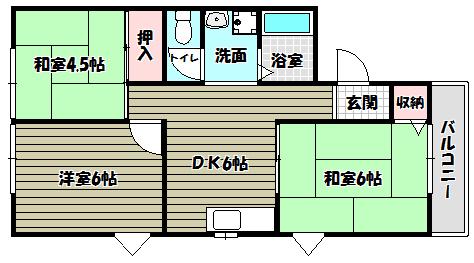 グリーンヒル小金台(3DK/1階)の間取り写真