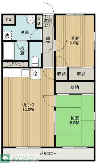 エーデルハイム(2LDK/2階)の間取り写真