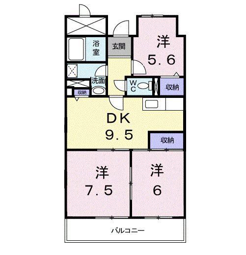 エステ-トピア小田原(3DK/5階)の間取り写真