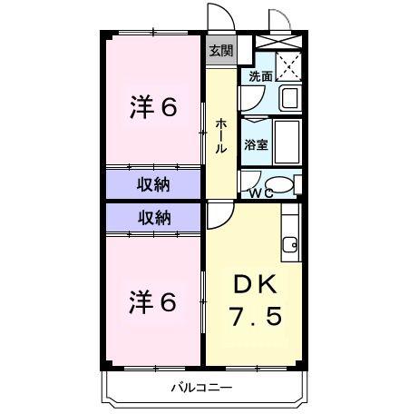 エスポワール永吉(2DK/1階)の間取り写真