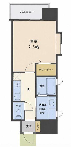 ディアコート門司(1K/9階)の間取り写真