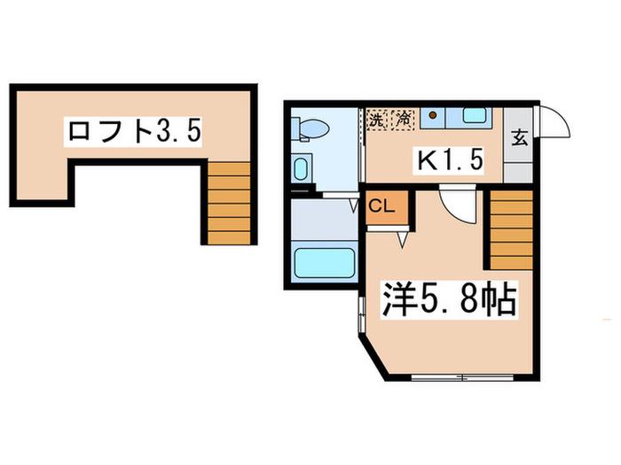 フォルテシア(1K/2階)の間取り写真