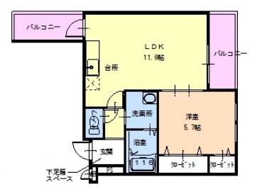 サンライズ笠松(1LDK/3階)の間取り写真