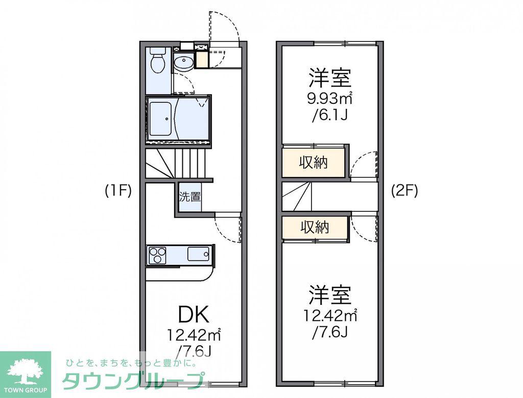 レオパレスシティパルC(2DK/1階)の間取り写真