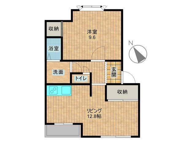 ブリリアント・ハイム(1LDK/2階)の間取り写真