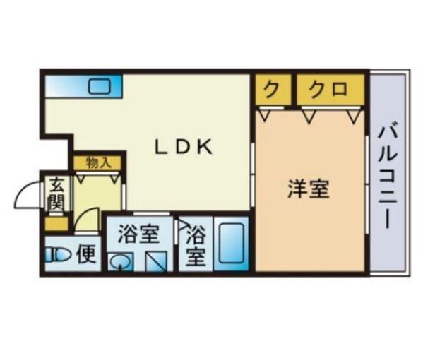 レジディア博多2(1LDK/6階)の間取り写真