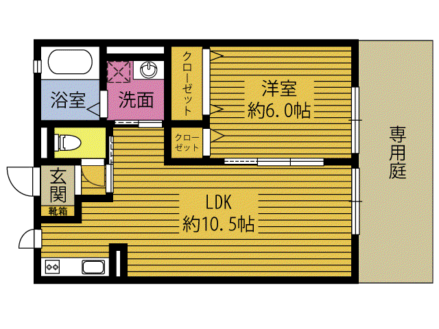 ブランドール(1LDK/1階)の間取り写真