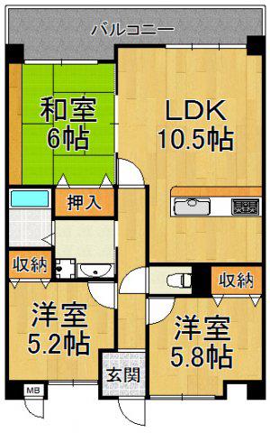 デイグラン シャンドフルール(3LDK/2階)の間取り写真