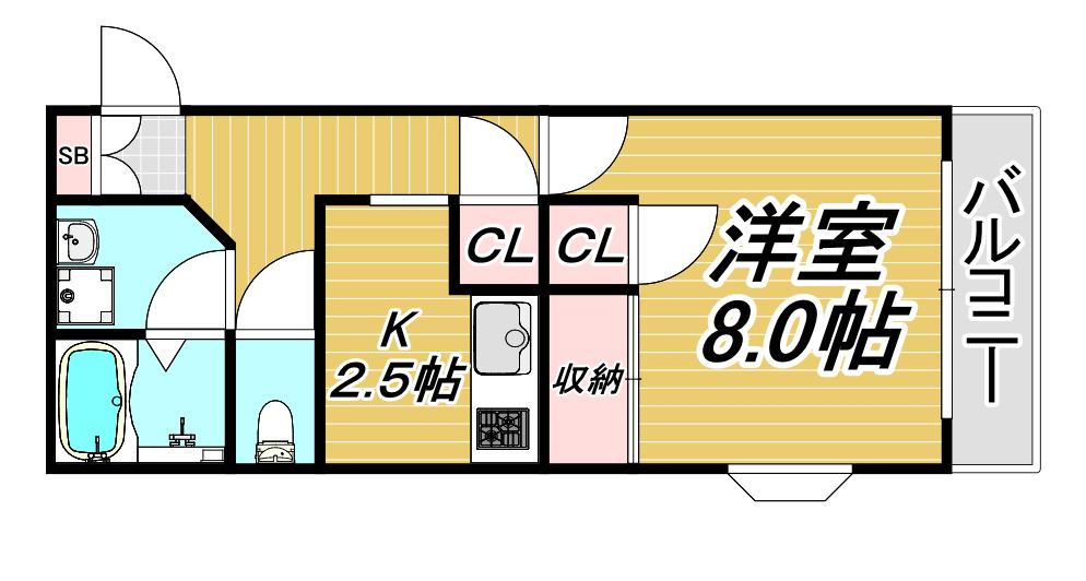 メゾン東七松(1K/2階)の間取り写真