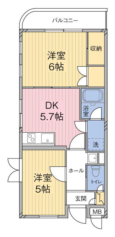 HUS KS(2DK/3階)の間取り写真