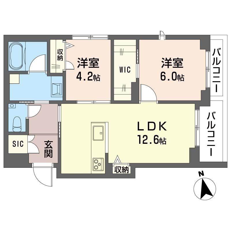 シャーメゾン北砂(2LDK/2階)の間取り写真
