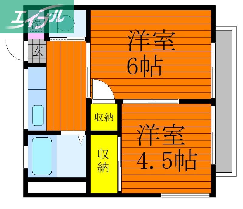新和アパート(2K/2階)の間取り写真