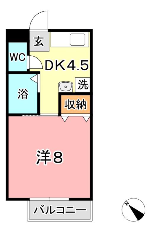 パルティールC(1DK/2階)の間取り写真