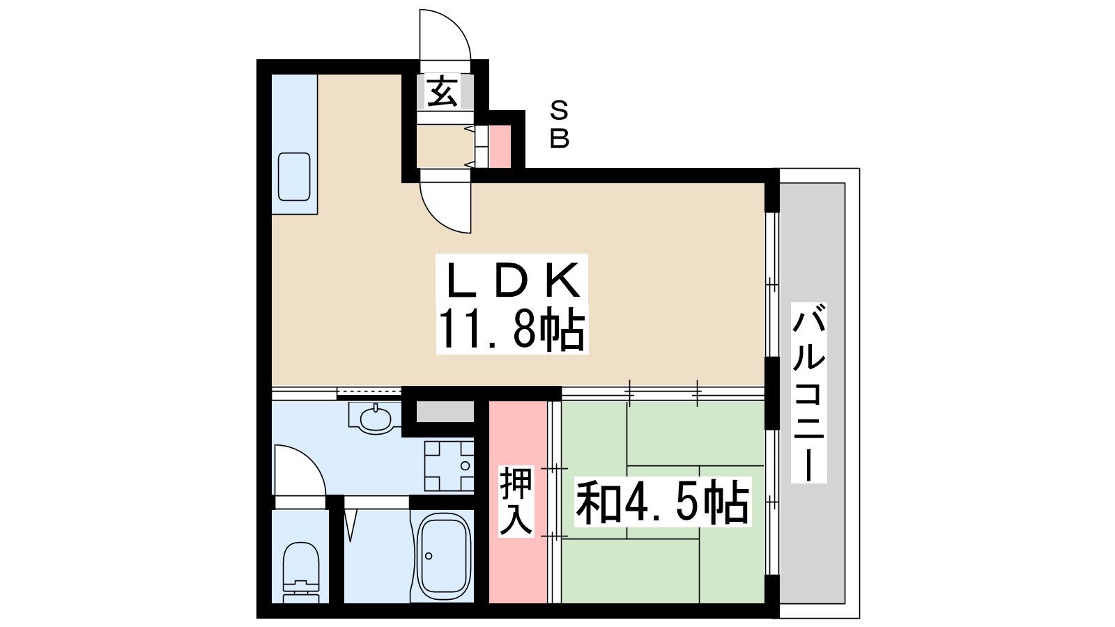 ニューカントリーハイム パート1(1LDK/2階)の間取り写真