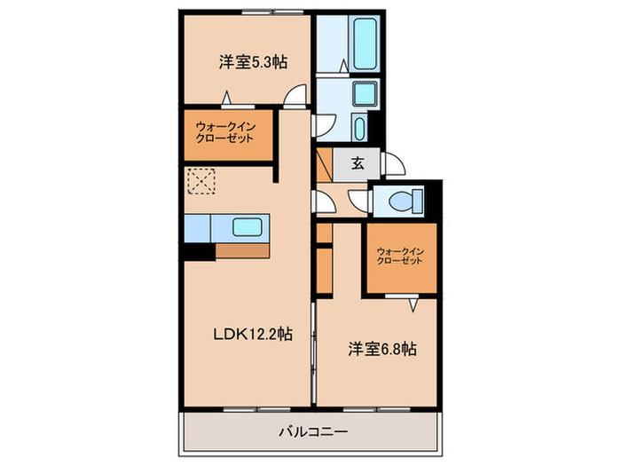 DーROOM上山門(2LDK/2階)の間取り写真