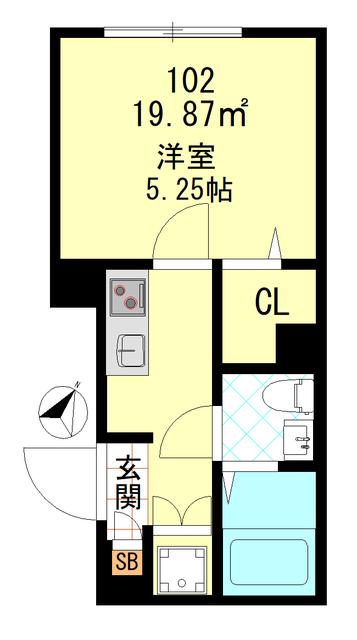 CFジオーレ東門前(1K/1階)の間取り写真
