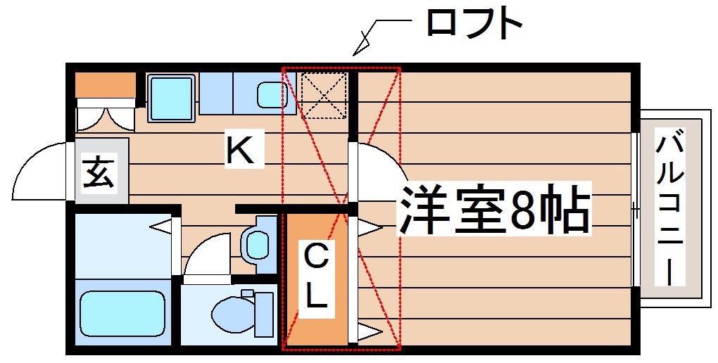 サンシティ沖野C(1K/2階)の間取り写真