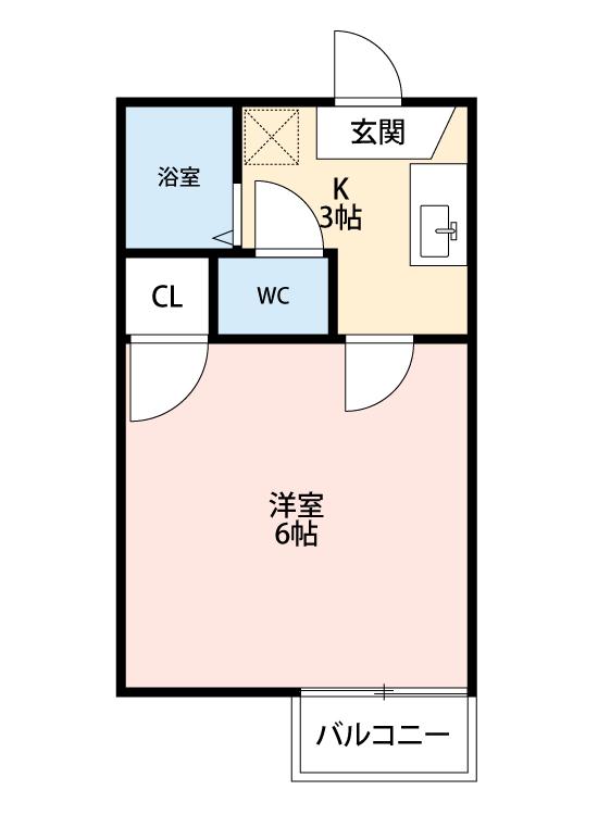 MYルームI(1K/1階)の間取り写真