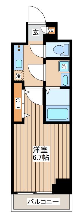 ログ桜木町(1K/4階)の間取り写真