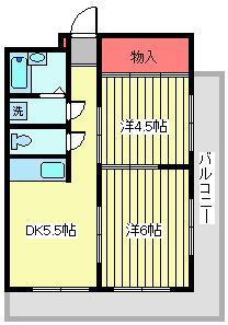MOMO8(2DK/4階)の間取り写真