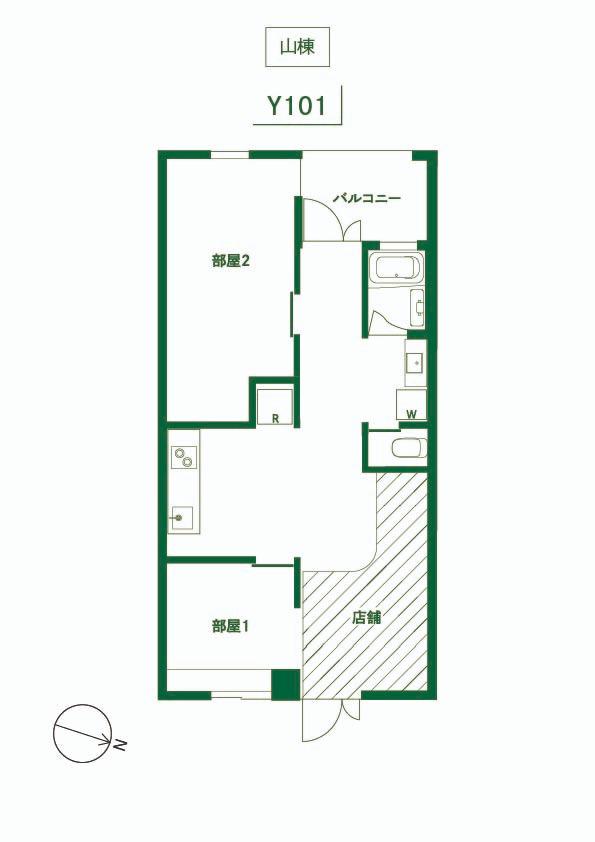 森庭山荘(2LDK/1階)の間取り写真