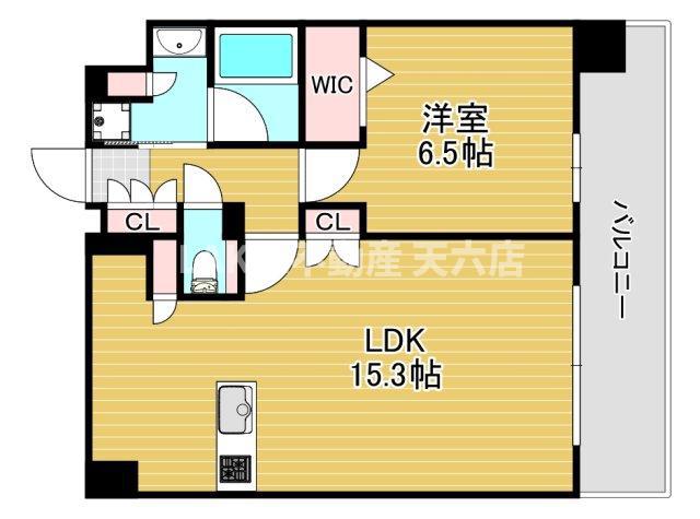 プレサン東淀川駅前プローシェ(1LDK/15階)の間取り写真