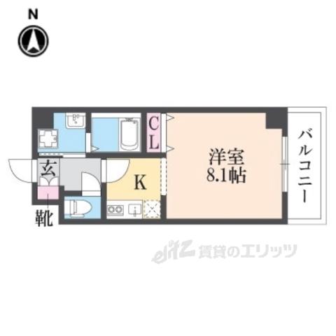 グランデトワールⅢ(1K/2階)の間取り写真