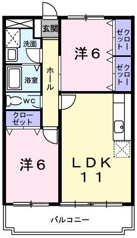 コーポ大末(2LDK/3階)の間取り写真