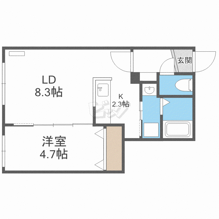 TA-RI-RU学園前(1LDK/3階)の間取り写真