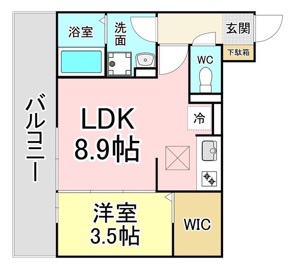 GLANDSOLEIL小倉北(1LDK/2階)の間取り写真