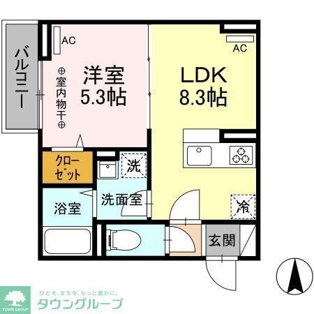 レクシア南田中(1LDK/3階)の間取り写真